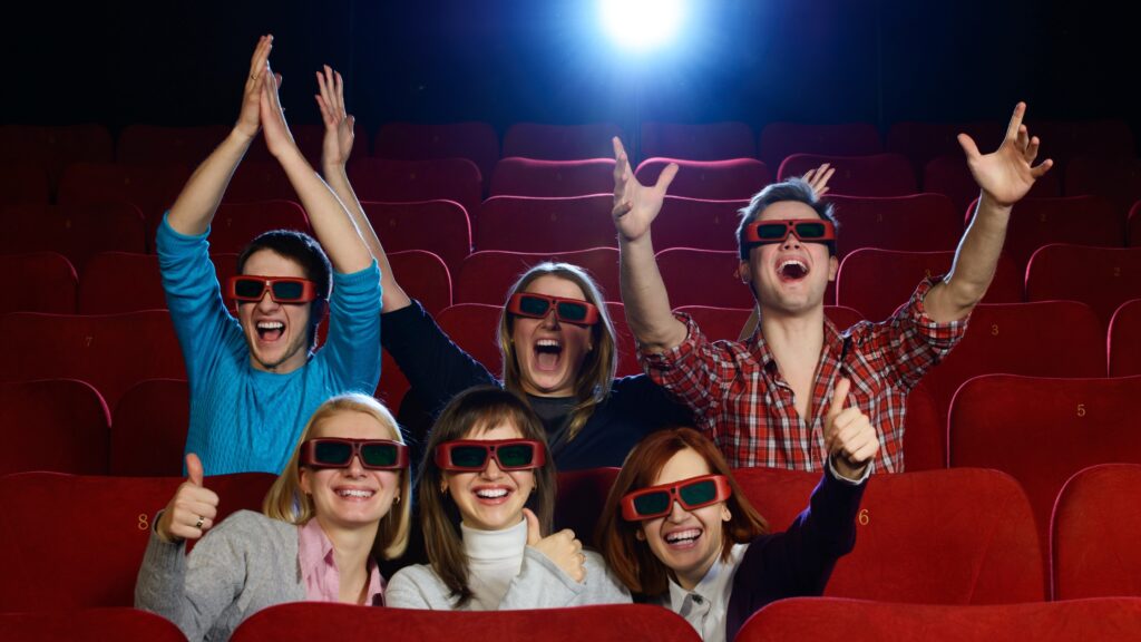 watching and enjoying movie