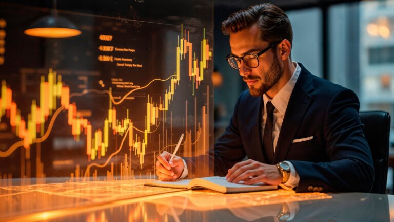 a trader is sitting and a graphical graph