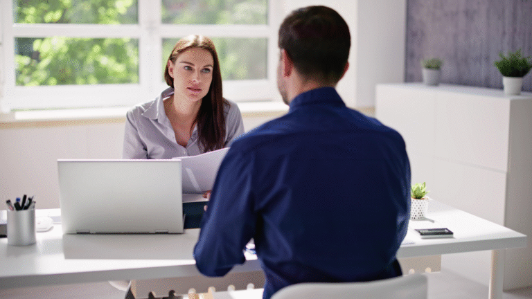 a man is consulting with an expert